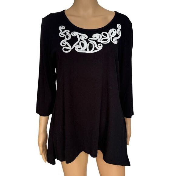 Crystal-Kobe sutash print edge top 3/4 sleeve 100% cotton size M NWT - Picture 1 of 6